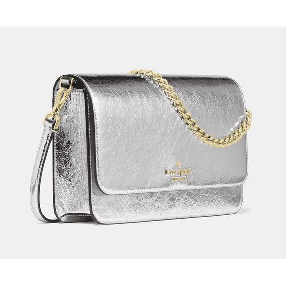 Kate Spade New York Madison Willow Medium Convertible Crossbody Bag, Crinkle Metallic Leather