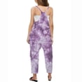 thumbnail image 5 of GERsome Girls Sleeveless Jumpsuits Kids Casual Spaghetti Strap Loose Pants Rompers with Pockets 5-14 Years（Size 7-8 Years/14#Tie-Dye Purple), 5 of 6
