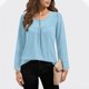 thumbnail image 5 of Camisas de Manga Corta para las Mujeres Casual Color Sólido Blusas Plisadas, Moda Cuello Redondo Tops de Verano para la Fiesta, 5 of 8