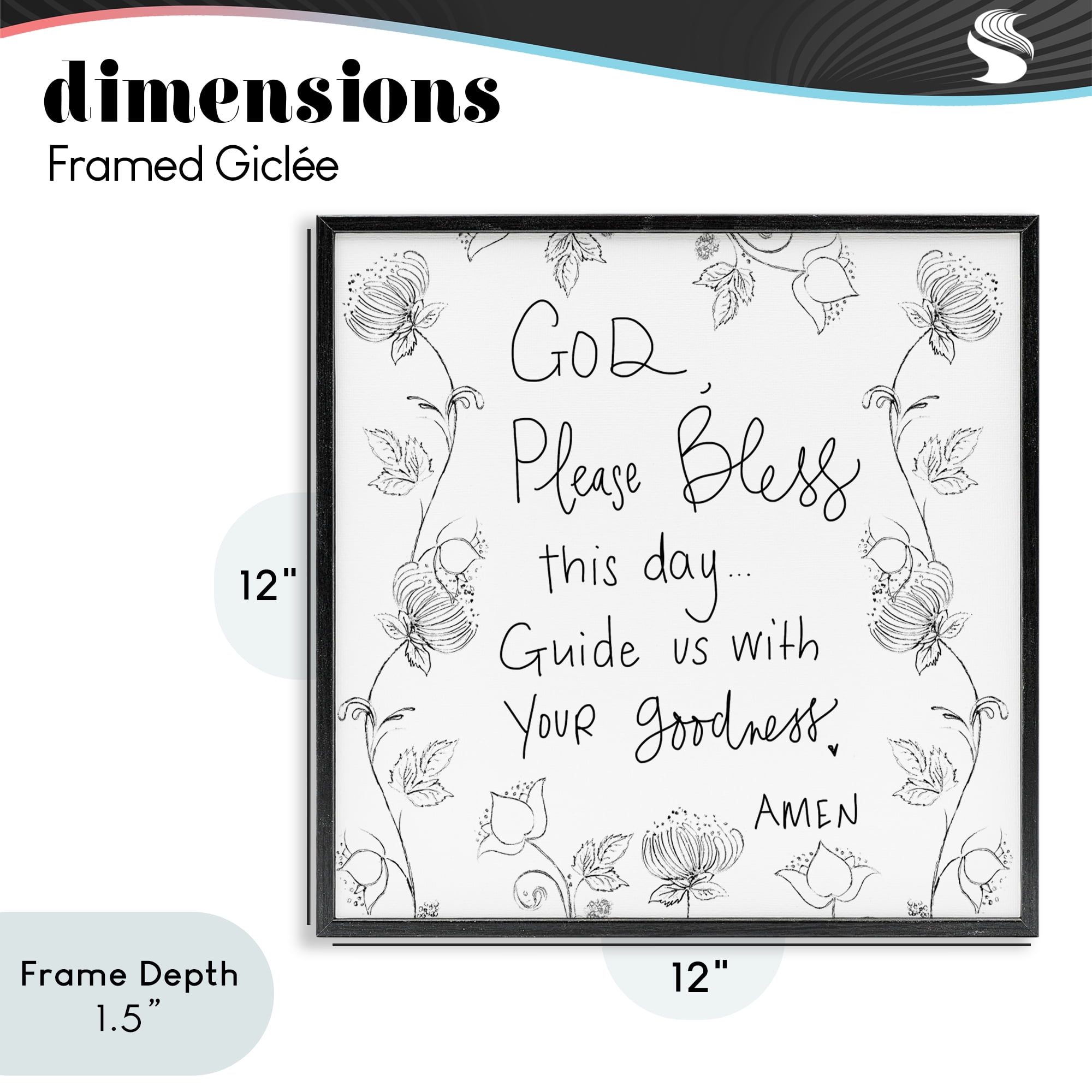 Stupell Industries God Bless This Day Black Framed Giclee Art, design by Patricia Pinto