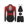 thumbnail image 4 of TTAO Gymnastics Leotards Outfits for Girls Long Sleeve Shiny Rhinestones Leotards with Shorts Scrunchie Drawstring Bag Red 12, 4 of 5