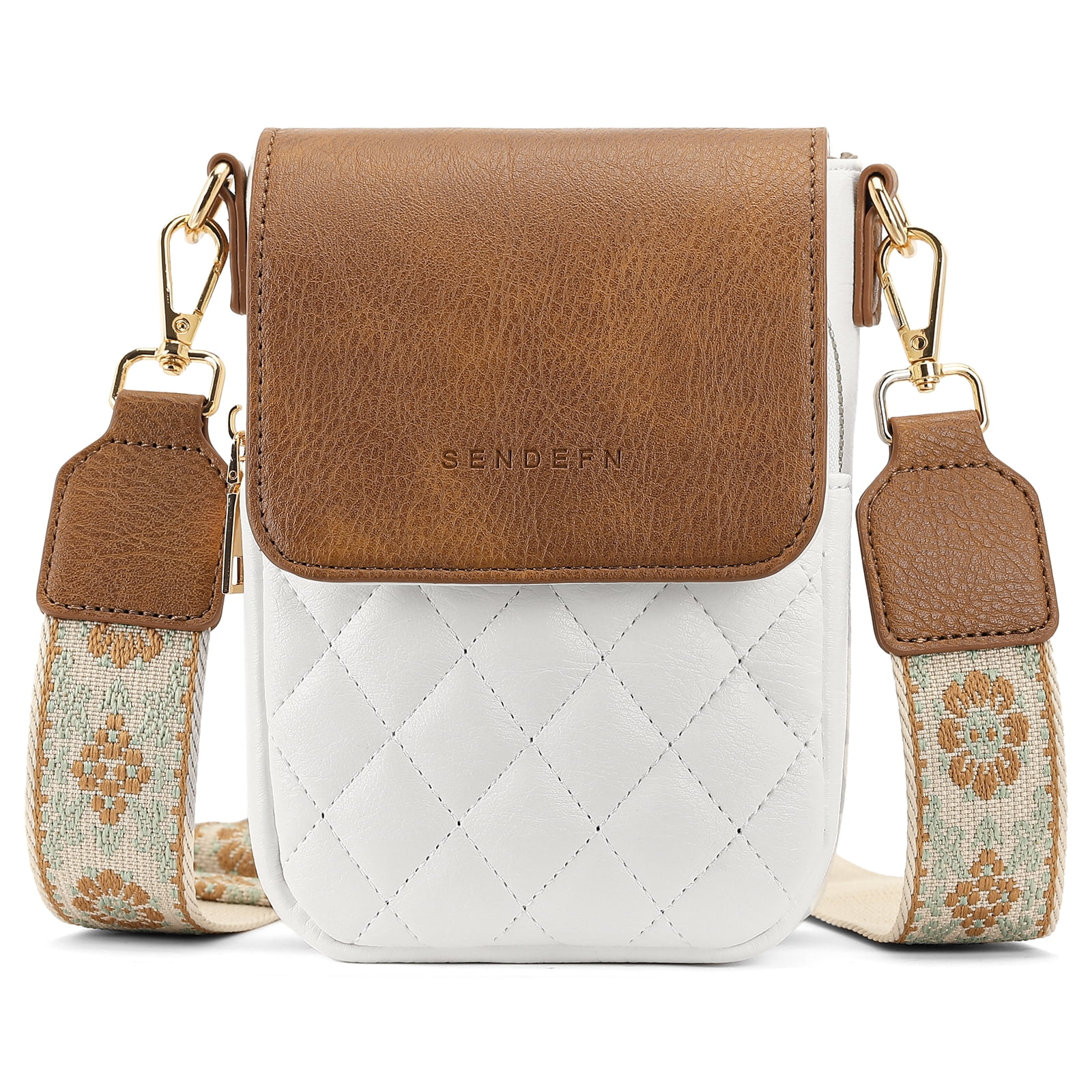 KALUNMA Crossbody Bags for Women Trendy Leather Triple Compartment Cell Phone Shoulder Wallet Purses with Card Slots