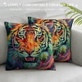 thumbnail image 3 of Orinice Tiger Graphic Decorative Throw Pillow Cover for Home Couch Living Room Bed Sofa - Short Plush Material - Invisible Zipper Closure - 1PC 18x18in, 3 of 5