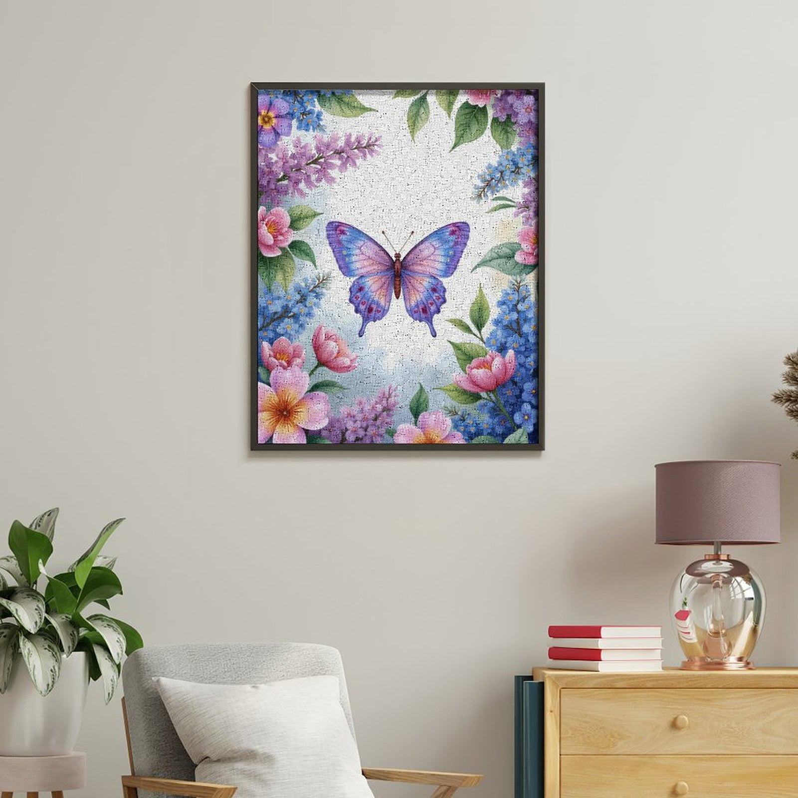 Paint By Numbers Kit for Adults Beginner - Radiant Butterfly Floral Frame DIY Canvas Painting Kits for Adults, Frameless Paint By Number for Adults for Home Wall Decor 16x20 Inch