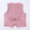 thumbnail image 6 of Big Boys Retro Boys Cowboy Vest Suede Leather Style V Neck Button Down Casual Western Vest Waist Coat For Party Sweater Tops 6 8 Tops Long Sleeve Youth Shirt Boy Shirts Size Pink 11-12 Years, 6 of 9