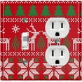 thumbnail image 1 of Metal Light Switch Plate Cover Festive Red Christmas Reindeer Stocking XMS019, 1 of 13