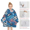 thumbnail image 6 of Blue Soccer Elements Pattern Blanket Hoodies for Kids 6-13YR Oversize Wearable Blanket Hoodies for Boys Girls Teens, 6 of 7