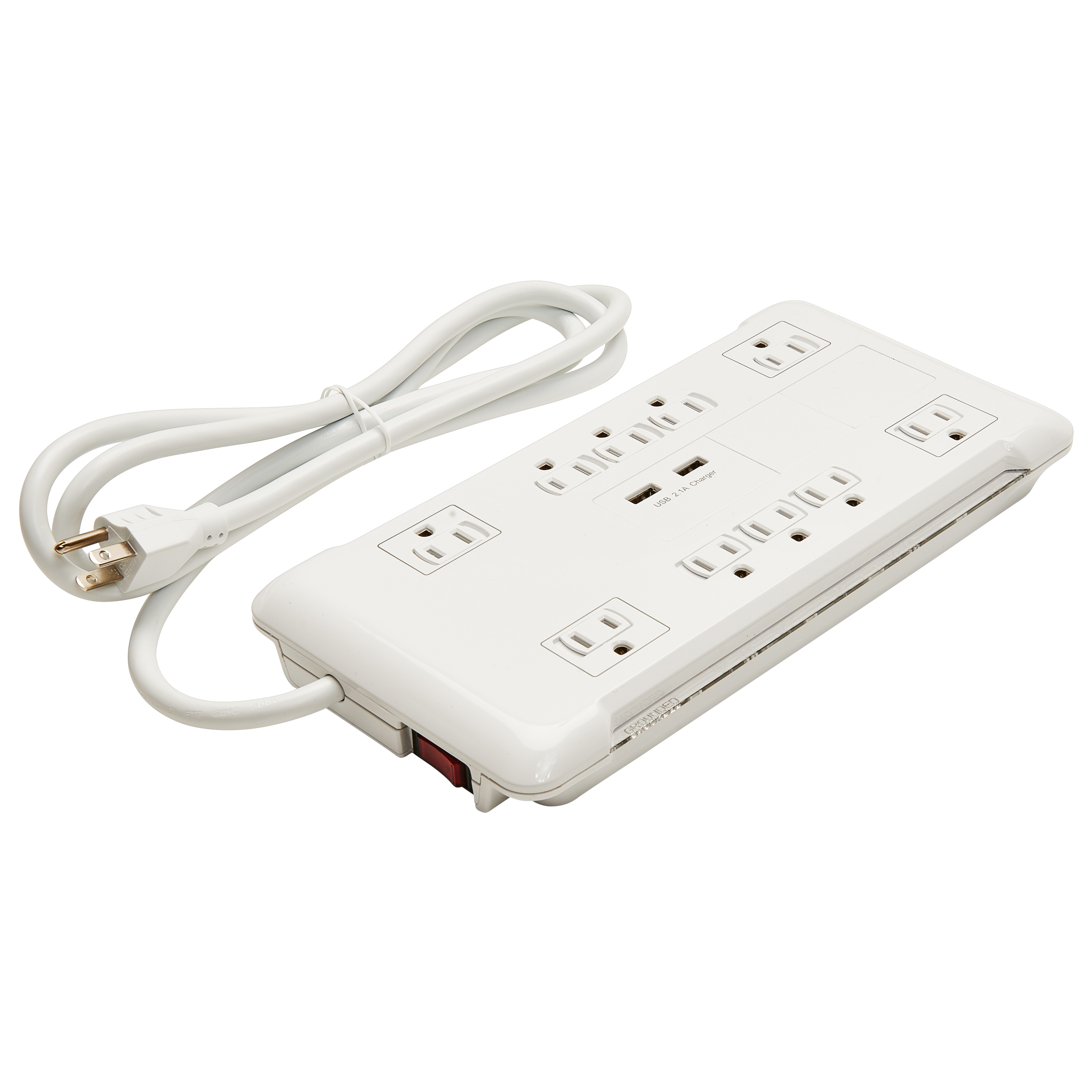 Innovera Slim Surge Protector, 10 Outlets/2 USB Charging Ports, 6 ft
