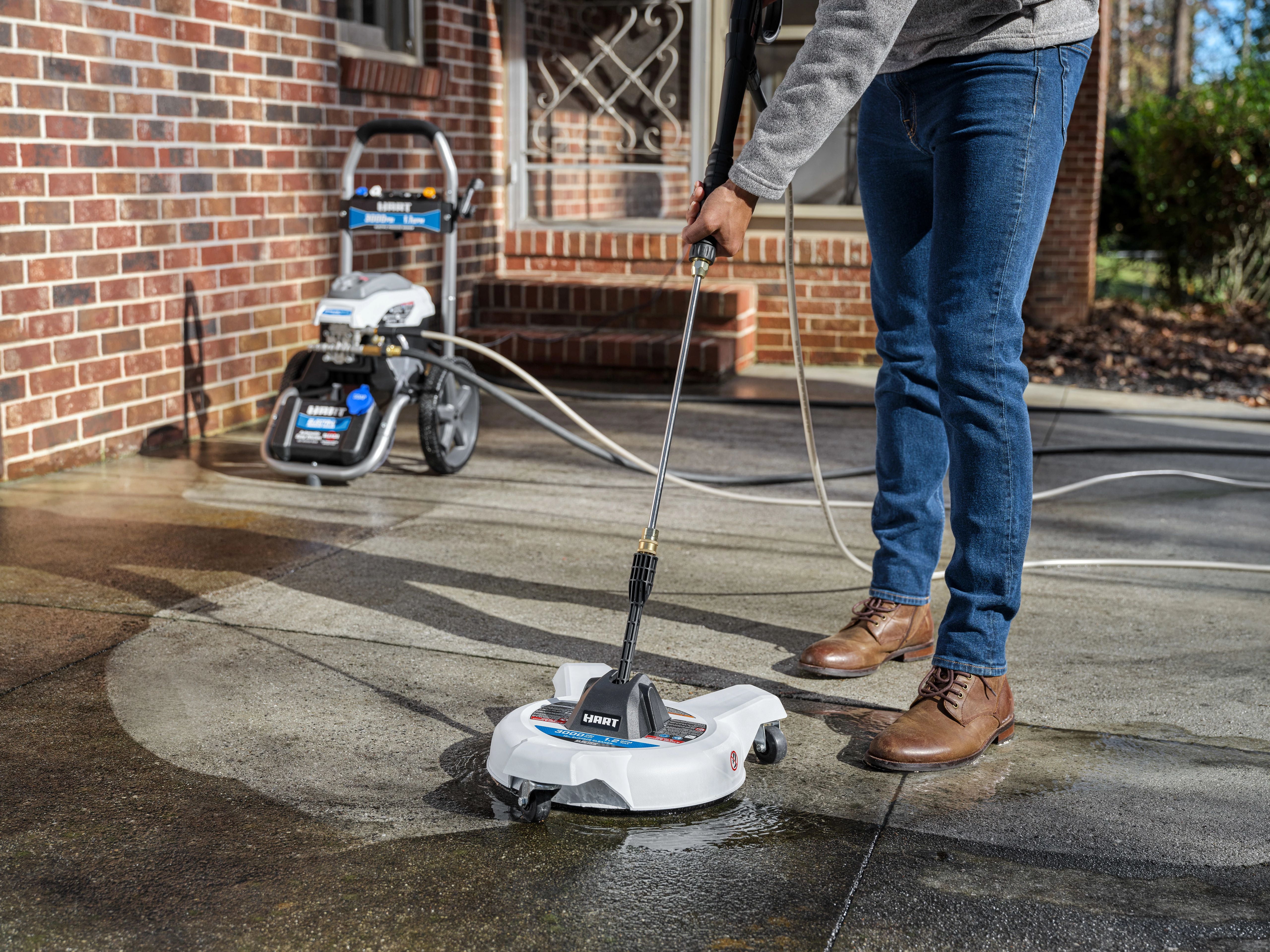 HART 12 in. 3000PSI Electric Pressure Washer Surface Cleaner with Casters