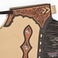 thumbnail image 2 of Hilason Western Bull Riding Chinks Chaps Adult Pro Rodeo Bronc Leather Tan, 2 of 5