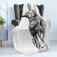 thumbnail image 4 of Retro Soft Flannel Fleece Throw Blanket, Antique of Augustus Vintage Historical King Emperor Print, Cozy Plush for Indoor and Outdoor Use, 50" x 60", Black White, by Ambesonne, 4 of 5