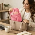 thumbnail image 3 of Multi Pocket Backpack Insert Organizer Lightweight Shoulder Bag Divider Pink Tone, 3 of 4