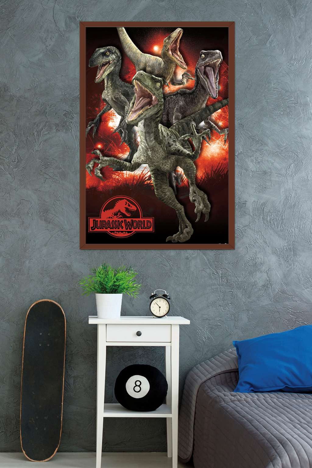 Jurassic World - Raptors Wall Poster, 22.375" x 34", Framed