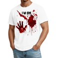 thumbnail image 4 of Mens Halloween Shirts Castle Witch Hat Print Crew Neck Horror Costumes Bat Graphic Short Sleeve Casual Scary Tops 3XL, 4 of 5