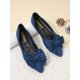thumbnail image 3 of Elegant Black Flats For Women, Bow Decor Point Toe Faux Suede Ballet Flats, 3 of 4