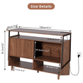 thumbnail image 3 of Record Player Stand, Mid Century Modern Turntable Stand Media Console Table, Turntable Stand with Vinyl Storage Holds up to 300+ Albums, Record Player Table for Living Room, Brown, 3 of 12