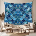 thumbnail image 2 of Blue Ombre Scale Tapestry for Bedroom Wall Hanging Tapestry, Abstract Art Ocean Coastal Ceiling Backdrop Tapestries Poster Blanket Wall Decor for Teens Room Living Room Dorm 51" x 59", 2 of 8