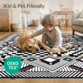 thumbnail image 4 of ODIKA 8'x10' Washable Area Rug Entryway Interlocking Bands Monochrome Contrast Bathroom Front for Dining Room, Large Office, Lounge, Non-Slip Chair-Friendly Mat, 4 of 7