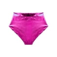 thumbnail image 7 of Linjinx Women Shiny Halter Neck Cut Out Front Crop Top with Shorts Metallic Bikini Set for Rave Party Purple L, 7 of 7