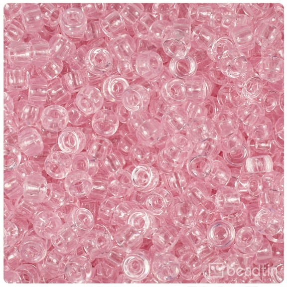 BeadTin Pale Pink Transparent 6.5mm Mini Barrel Pony Beads (1000pcs)