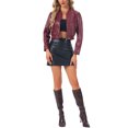 thumbnail image 2 of INSPIRE CHIC Women's Bomber Jacket Cropped Faux Leather Jackets Casual Zip Up PU Moto Bike Outwear XL Brown, 2 of 6