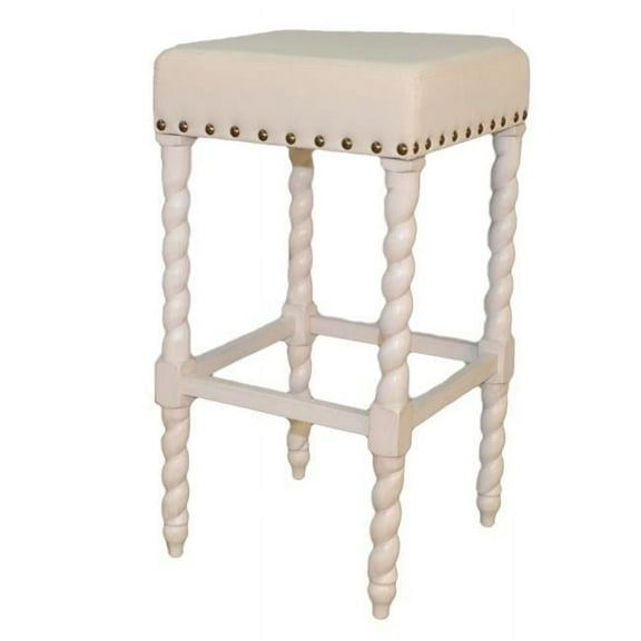 Carolina Living Remick 30" Barstool - Vintage White - Linen Upholstery