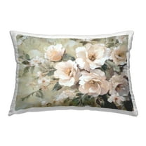 Stupell Industries Cream Dynamic Florals 14" x 20" Plants & Flowers Floral Print Polyester Throw Pillow, Zip Closure 1 Count