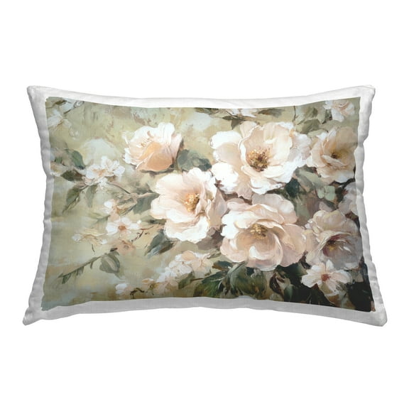 Stupell Industries Cream Dynamic Florals 14" x 20" Plants & Flowers Floral Print Polyester Throw Pillow, Zip Closure 1 Count
