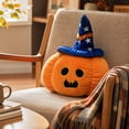 thumbnail image 5 of Euahivb Halloween Pumpkin Stuffed Toy Plush Pillow 13.8 x 13.8 Inch Soft Cushion with Blue Witch Hat for Couch Living Room Spooky Seasonal Decor, 5 of 7