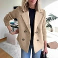 thumbnail image 4 of longantii Blazers for Women Lapel Button Knitted Patchwork Sleeve Jacket Casual Lightweight Cropped Sweater Blazer Business Coats Khaki M, 4 of 4