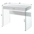 thumbnail image 5 of Convenience Concepts SoHo 30 inches Tall 1 Drawer Glass 36-inch Desk, White, All Ages, 5 of 5