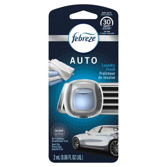 Febreze Auto Odor-Eliminating Car Freshener Vent Clip, Laundry Fresh, 06 oz
