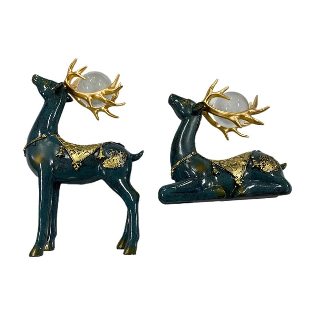 2 figuras de reno nórdico y ciervo para decoración del hogar y escritorio, recuerdos. 16cmx26cm 18cmx16cm