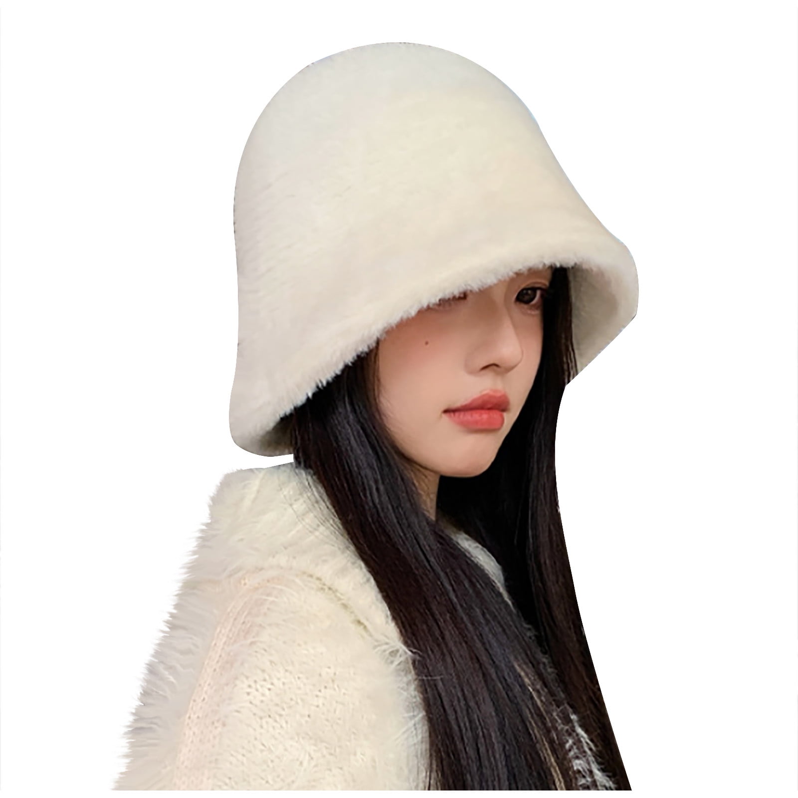 Pisexur Womens Bucket Hat Warm Soft Solid Color Winter Hats