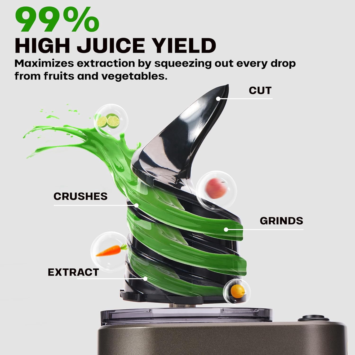 Slow Masticating Juicer Machines with 5.5" Large Feed Chute for Most Fruits and Vegetables