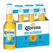 Corona Non-Alcoholic Malt Beverage Mexican Import Brew, 6 Pack, 12 fl oz Glass Bottles, < 0.5% ABV