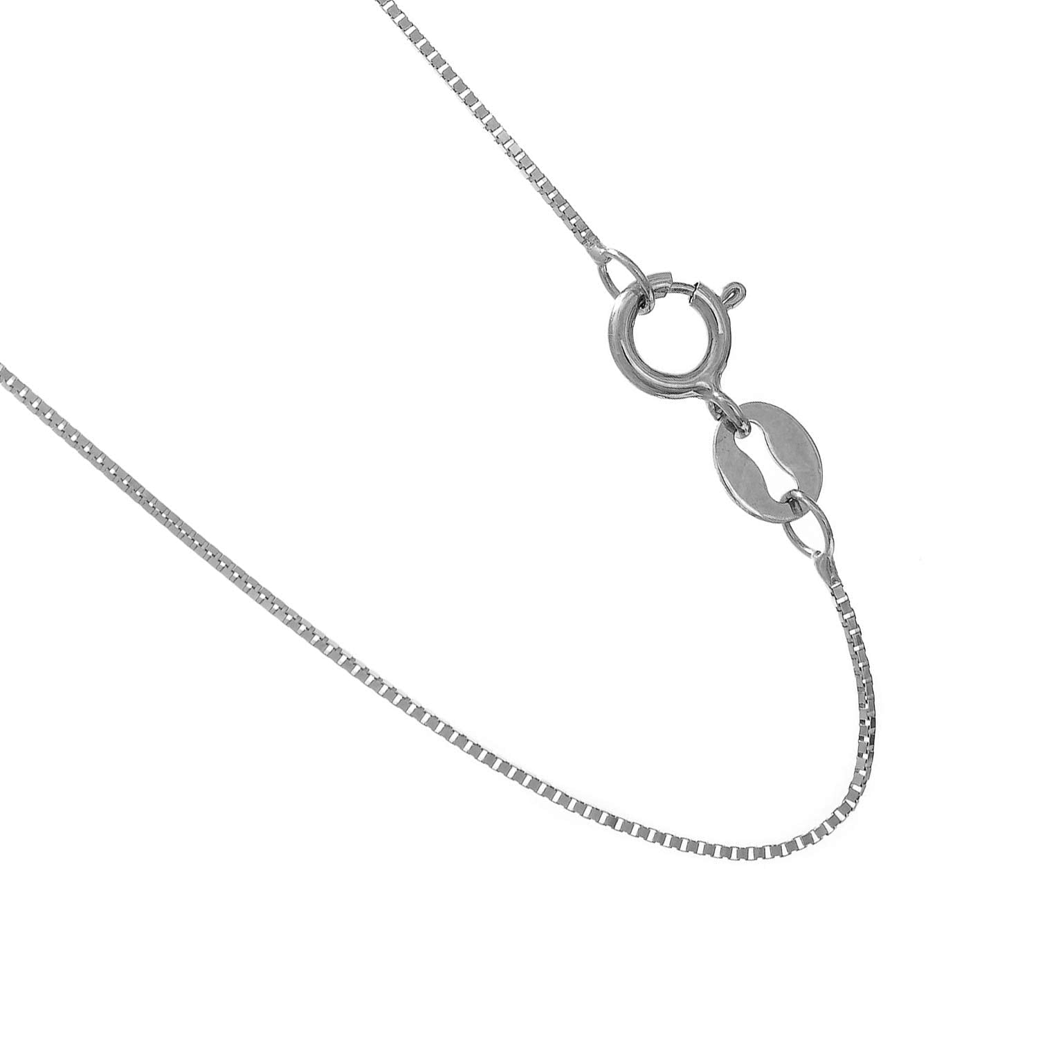10K 24" White Gold 0.6mm Shiny Box Chain with Lobster Clasp