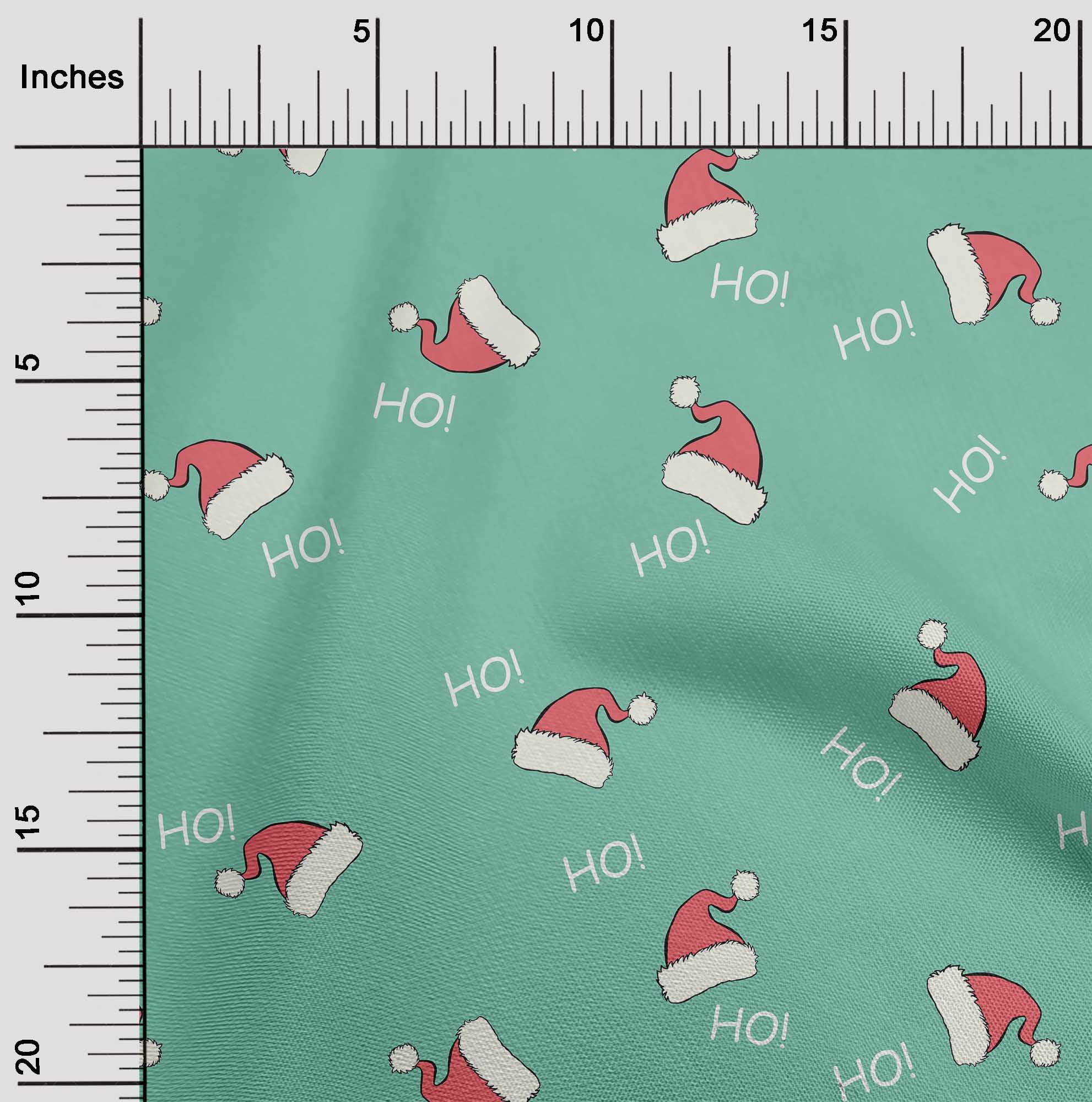 oneOone Cotton Poplin Dusty Teal Green Fabric Christmas Hats Dress Material Fabric Print Fabric By The Yard 56 Inch Wide
