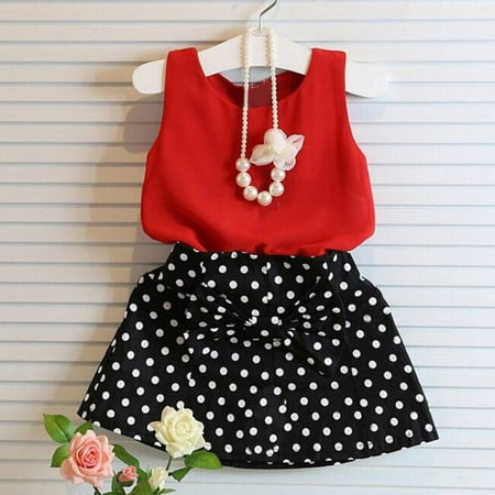2 Piece Pleats Suit - Girls Vest Pleated Dress Two Pieces Set Clothes Children Skirt Suit RD/100