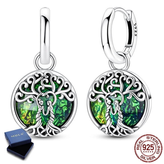 MULA 925 Sterling Silver Sisters Life Tree Hoop Earrings for Women, Hypoallergenic Jewelry Birthday Anniversary Gift with Box