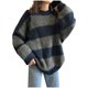 thumbnail image 1 of Abrigo pesado de manga larga Damas Casual Fashion Lazy Sweater Color Strudy Loose Round Neck Long Manga Sudor (Azul, One Size), 1 of 5