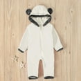 thumbnail image 2 of Quealent Winter Newborn Baby Boy Girl Solid Romper Unisex Infants Hooded Outfit Clothes Cotton Button Jumpsuits White,12-18 Months, 2 of 4