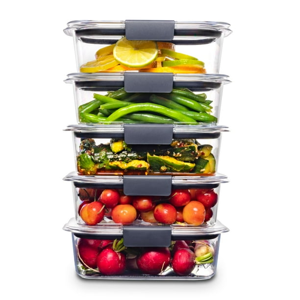 Contenedores de almacenamiento de alimentos Rubbermaid Brilliance 3.2 L, juego de 5