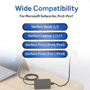 65W Power Supply Charger For Microsoft Surface Laptop 1/2/3, Surface Book, Surface Go - 15V 4A + USB Port