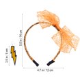 thumbnail image 2 of KAKOWELY Diadema de encaje de los 80, pendientes de neón, guantes de rejilla sin dedos para fiesta de los 80 (naranja), 2 of 4