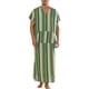 thumbnail image 2 of Camisa de dormir a rayas INSPIRE CHIC para hombre, con cuello en V, mangas cortas, bata de noche en color bloque, verde caqui, talla M, 2 of 5