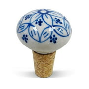 Vinotemp EP-CRSTOP01 Epicureanist Blue and White Floral Ceramic Bottle Stopper