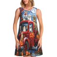 thumbnail image 1 of Naloa Halloween Animaux Citrouilles Imprimé Robe d'Été Printemps Décontractée de Plage pour Femmes, Vacances Sans Manches Col Rond Ample, 1 of 7