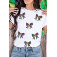 thumbnail image 2 of Sparkling Bow Graphic T-Shirt with Sequins - Perfect for Mardi Gras Celebrations - [ZhiHiMeRi] | (US24-26)3XL, 2 of 6