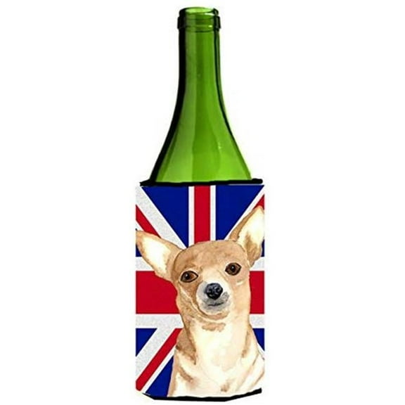 Carolines Treasures rdr3031LITERK Chihuahua Cooper with English Union Jack British Flag Wine Bottle Beverage Insulator Hugger